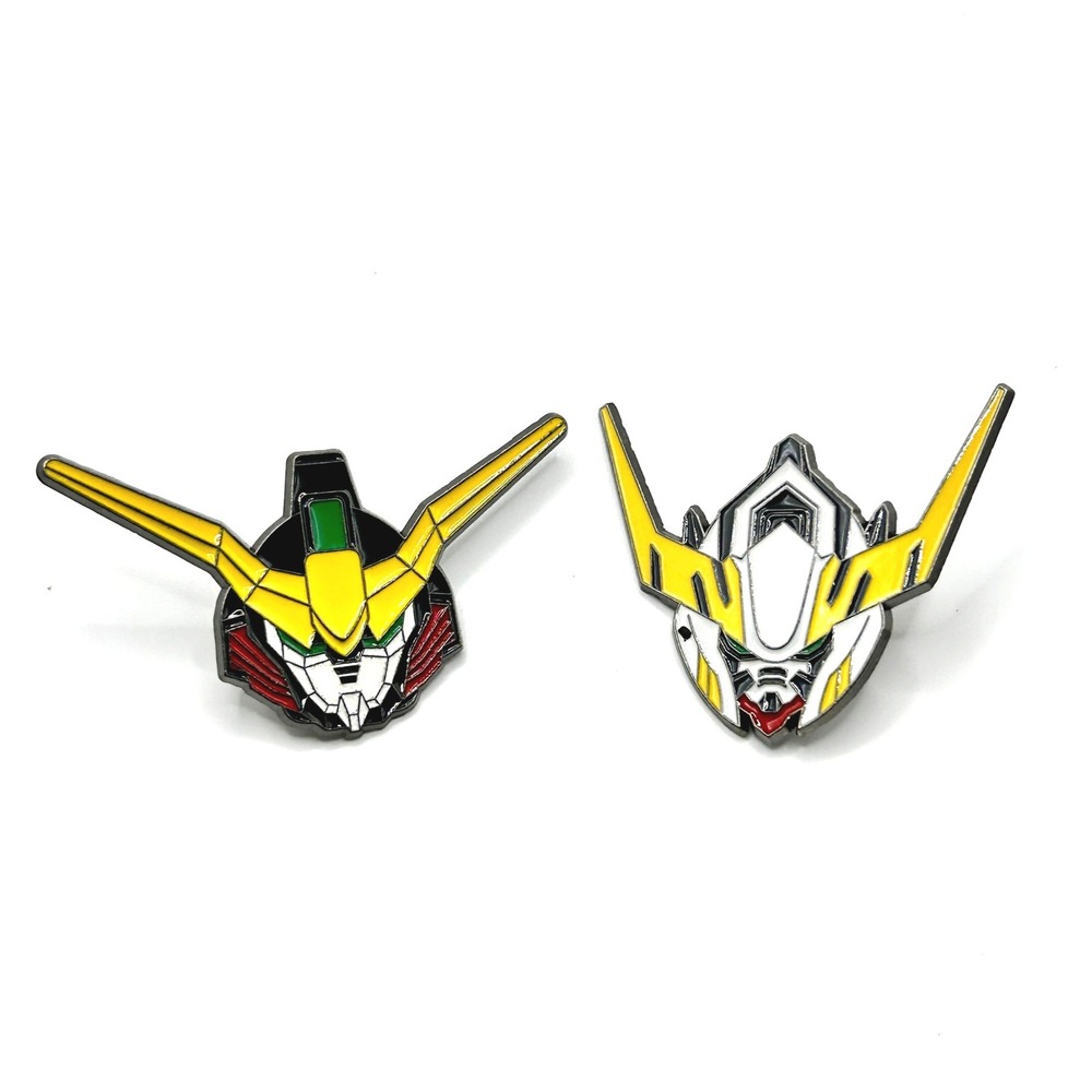 Gundam Mobile Suit Enamel Pin Set OS Yellow White Mecha Anime Head Badge Lot New